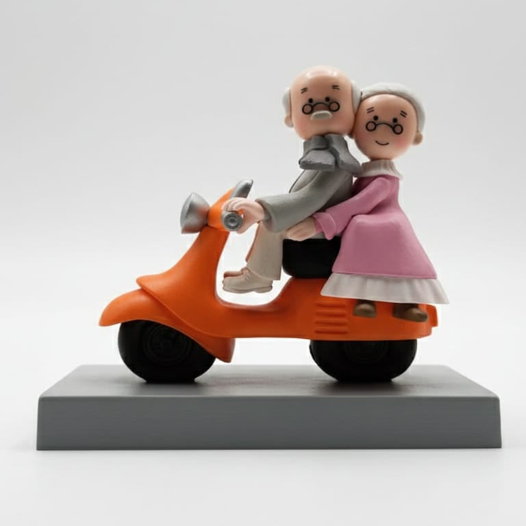 Aged Scooter Couple Miniature