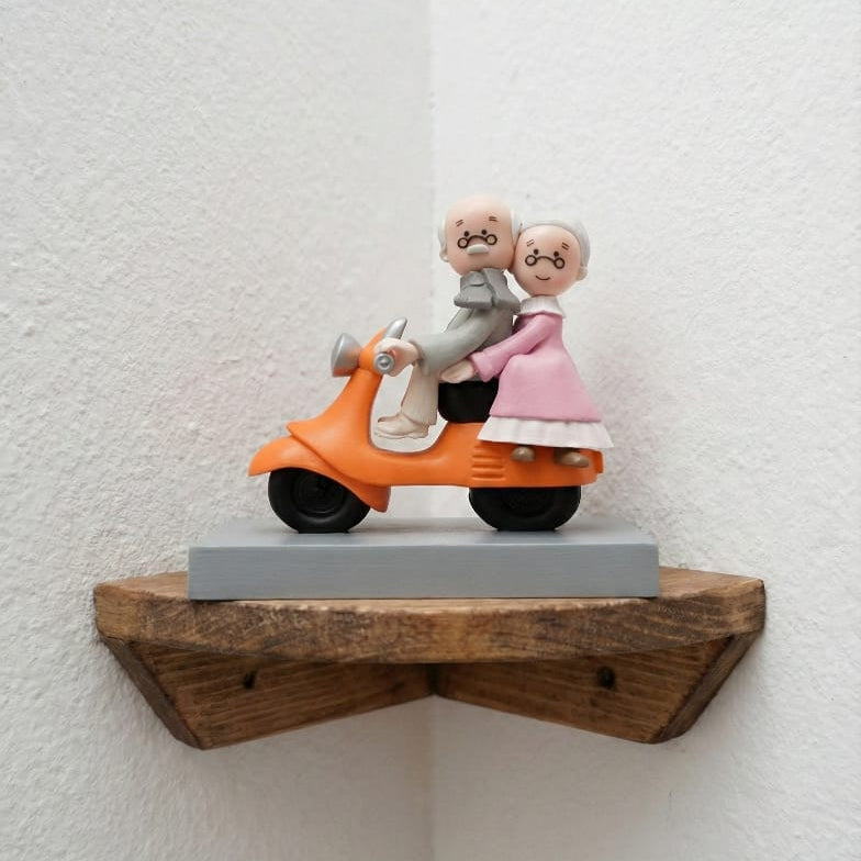 Aged Scooter Couple Miniature