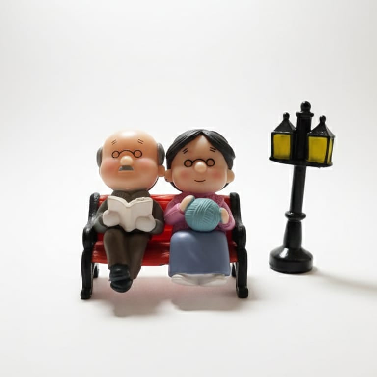 Aged Sitting Couple Miniature