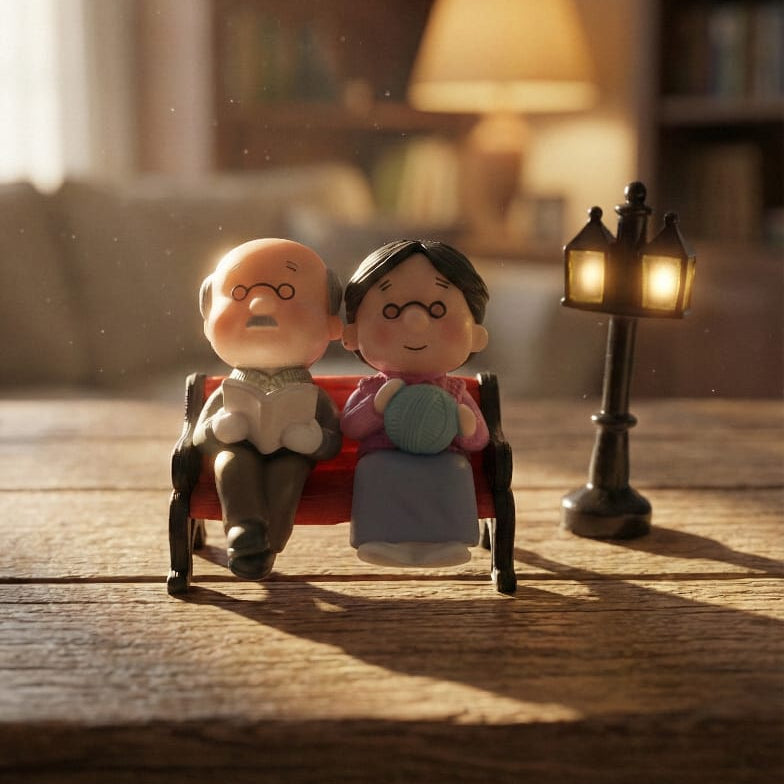 Aged Sitting Couple Miniature